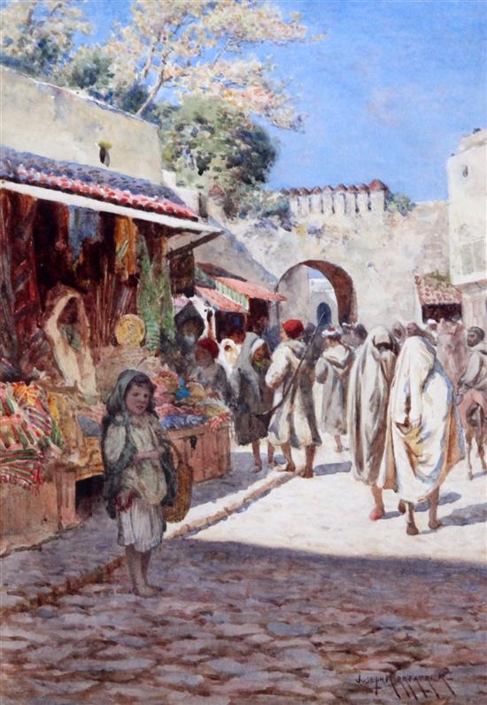 Joseph Kirkpatrick (1872-1930) North African street scene, 9.75 x 6.75in.